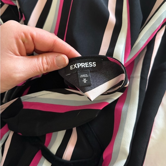 Express Black and Pink Jumpsuit with Bold Stripes - Picture 3 of 3
